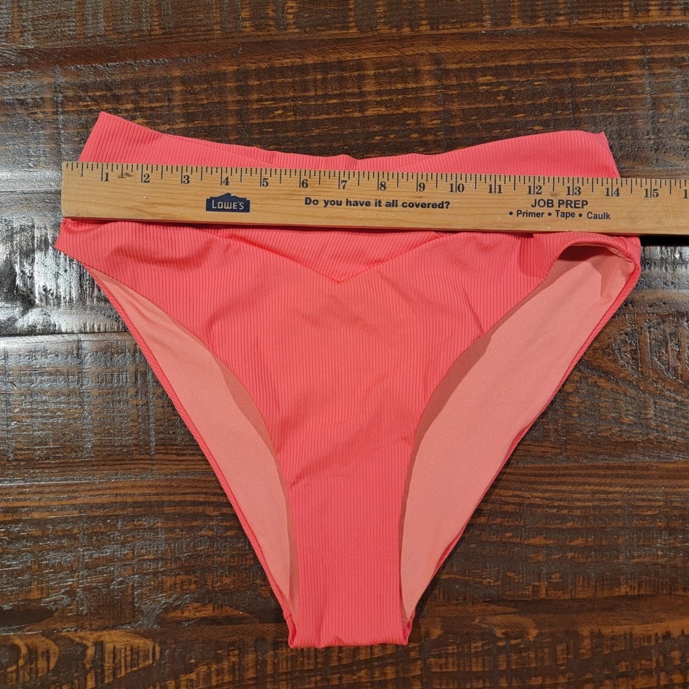 Victoria's Secret Pink Swim V Crossover High Waist Cheeky Bikini Sz Large Coral - Picture 3 of 9